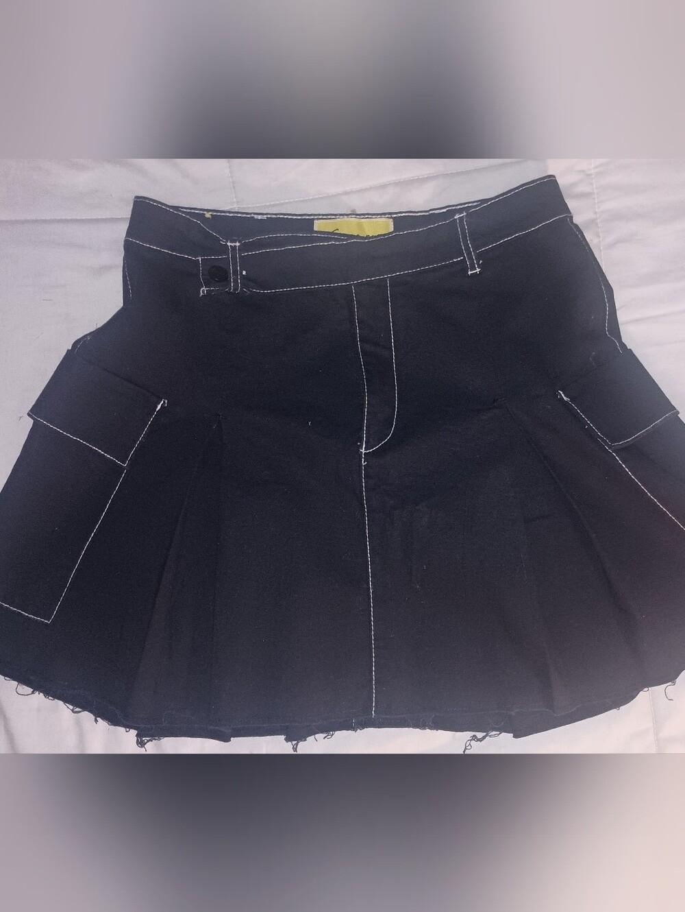 Circus NY by Sam Edel PLEATED CARGO MINISKIRT/Anthracite/Blk Raw Hem Sz 27